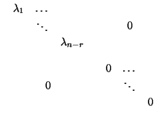 $\displaystyle \begin{array}{cc}
\begin{array}{ccc}
\lambda _{1} & \dots & \\  &...
...\begin{array}{ccc}
0 & \dots & \\  & \ddots &\\  & & 0
\end{array}
\end{array}$