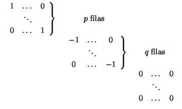 $\displaystyle \begin{array}{ccc}
\left.
\begin{array}{ccc}
1 & \dots &0\\  & \d...
...array}{ccc}
0 & \dots &0\\  & \ddots & \\  0 & \dots & 0
\end{array}\end{array}$