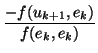 $\displaystyle {\frac{{-f(u_{k+1},e_{k})}}{{f(e_{k},e_{k})}}}$